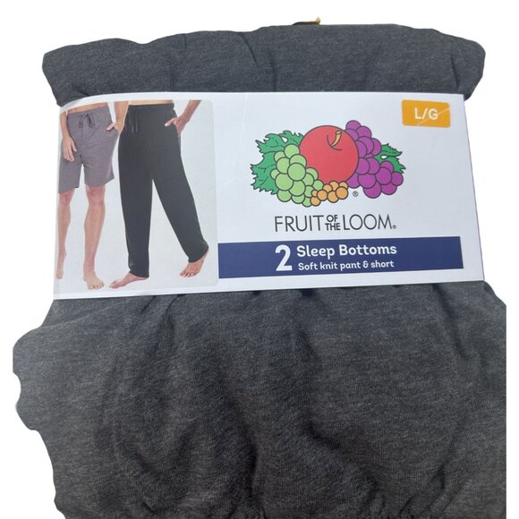 Fruit of the Loom Sleep Bottoms Set Mens Size L Soft‎ Knit Pants & Shorts 2-Pack - Picture 2 of 8